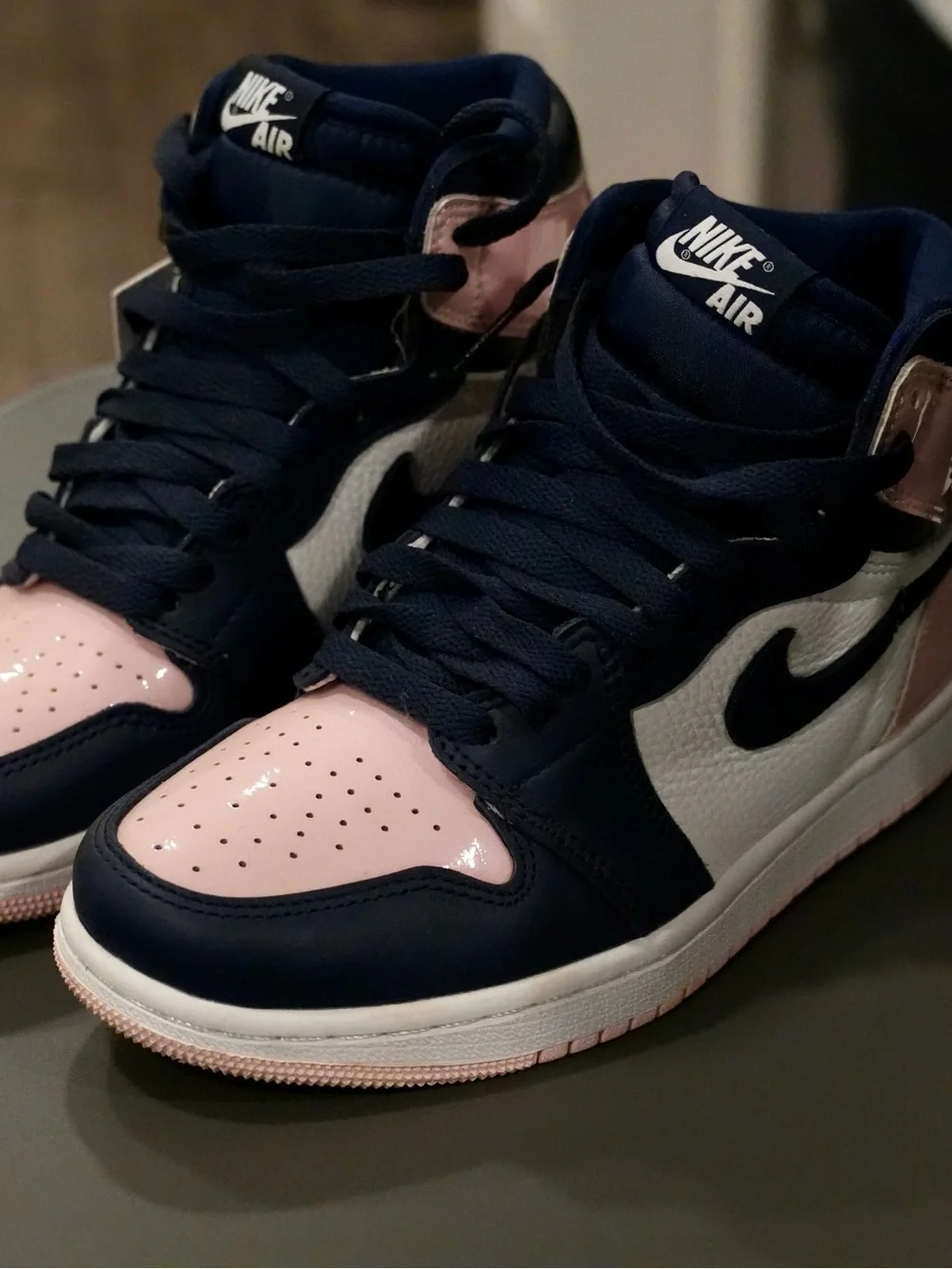 Nike Kids High-Top Sneakers in Navy, Pink & White